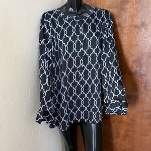 Lane Bryant Black and White Chain Print Blouse